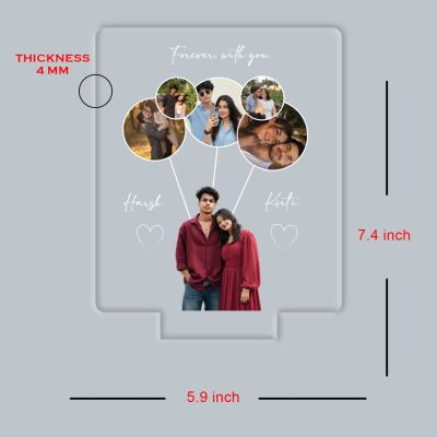 Personalized Photo Collage LED Night Light with Names Forever with You Warm White Base Valentines Day, Birthday Gift for Couples